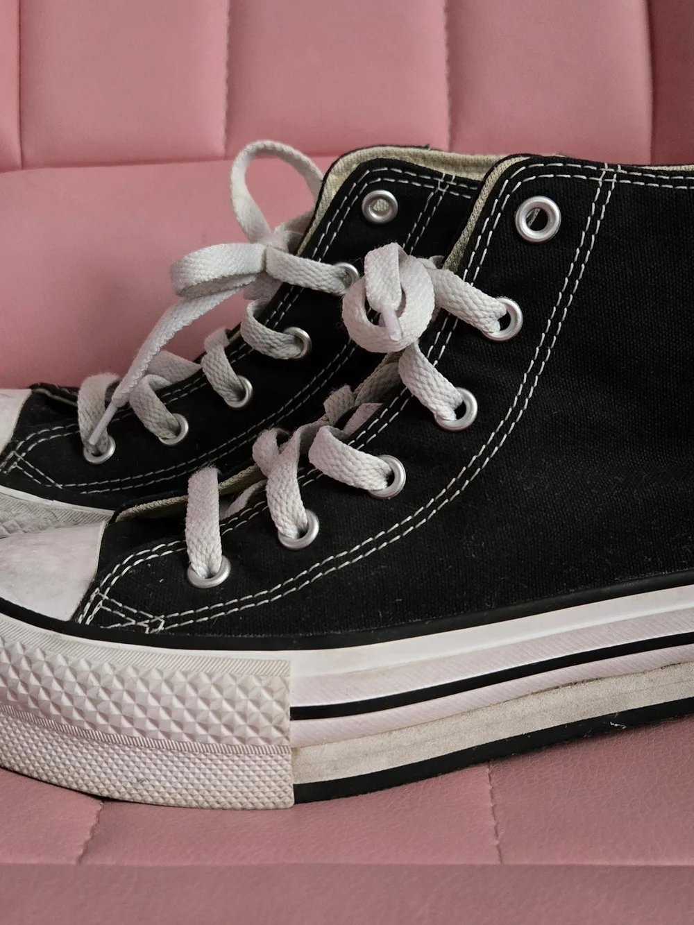 Converse Black and White Kids' High-Top Chunky Platform Shoes